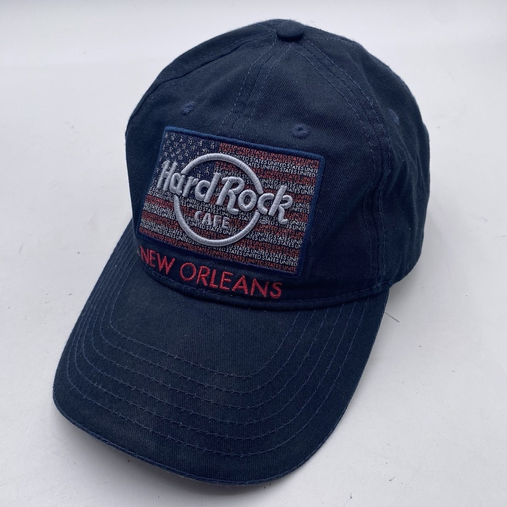 Hard Rock Cafe Hat New Orleans Patriot Black Strapback Adjustable Cotton Slouch